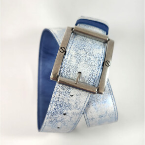 Ceinture reversible femme Bleu / Marbré bleu